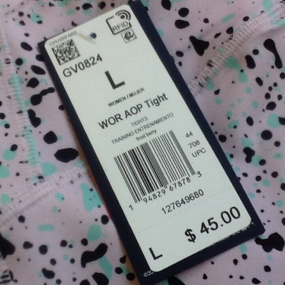 Reebok Workout-Ready Speedwick Fabric Leggings FROST BERRY PINK Women's Sz LARGE - Picture 2 of 6